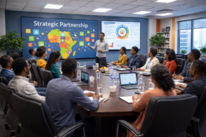 Leadership & Strategy Conference Room. AiForAfrica International Flagship AI Hub. Where Strategy and Policy Are ShapedA high-level convening space for donors, governments, corporate partners, and thought leaders to align on ethical, inclusive, and future-ready AI development for Africa.
