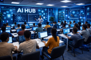 High-Tech AI Learning Lab - AiForAfrica International Flagship AI HubA world-class, purpose-built technology center designed to anchor AI education, innovation, and leadership development across Africa—operating to global standards with a distinctly African mission.