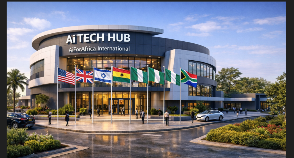 This is AiForAfrica International AI Tech Hub – A world-class artificial intelligence innovation center designed to empower millions across Africa with AI education, digital skills, entrepreneurship training, and future-ready workforce development. This flagship facility represents the heart of AiForAfrica’s $60M 5-year mission to democratize AI access across African communities and drive inclusive economic growth through technology.